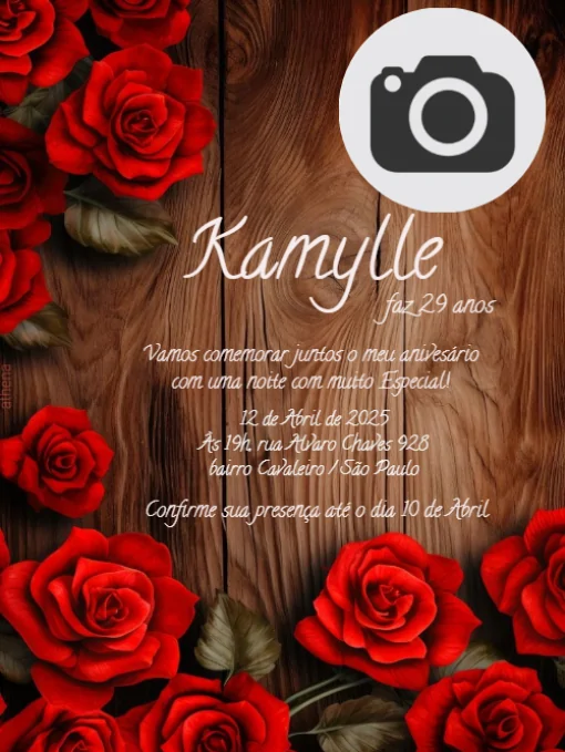 Convite Aniversário Rosas Com Foto Para Editar Convite Aniversário Rosas Com Foto Para Editar