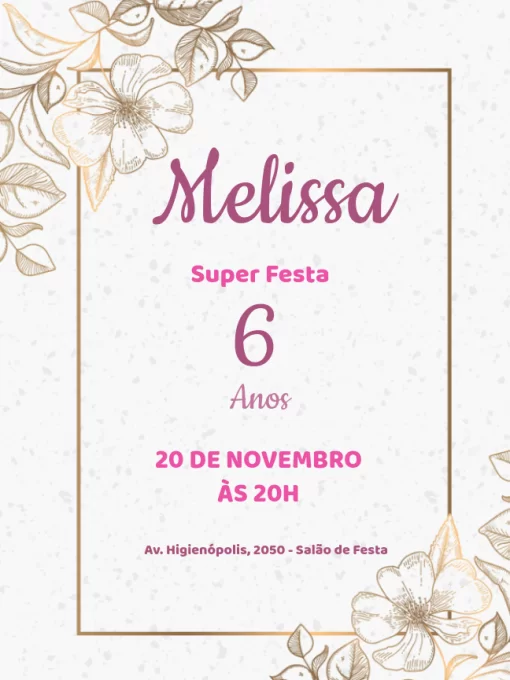 Modelo de convite - aniversário floral menina