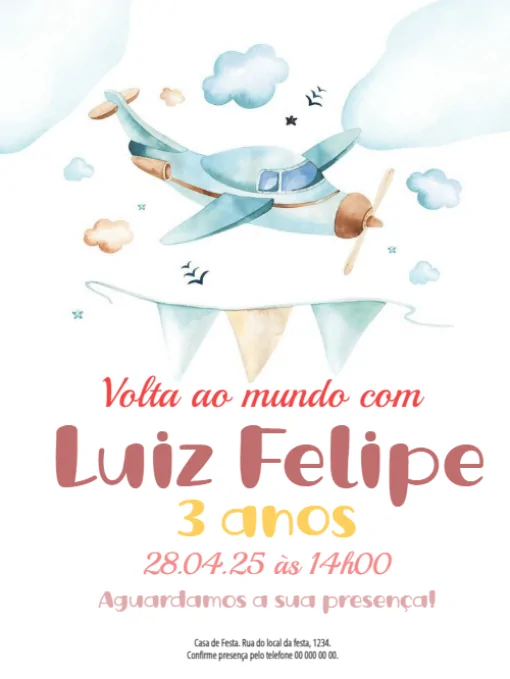 Convite Aniversário Volta ao Mundo Para Editar Convite Aniversário Volta ao Mundo Para Editar