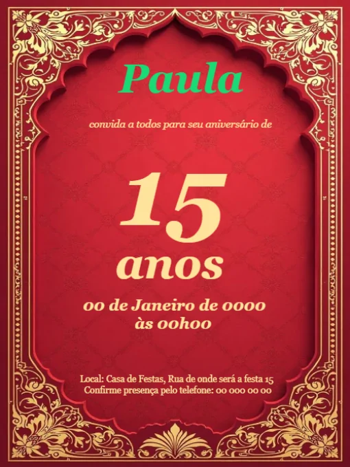 Modelo de convite - anversário 15 anos debutante para editar