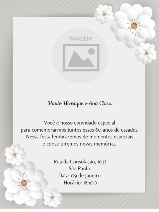 Convite casamento flores delicadas - Edite grátis com nosso editor
