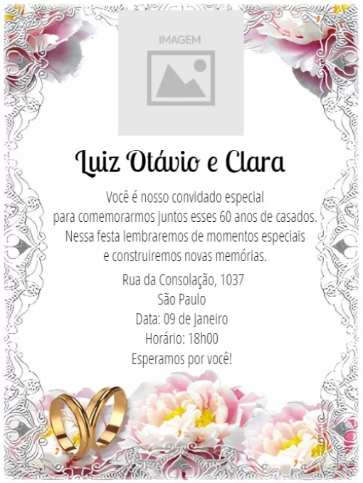 Modelo de convite - bodas diamante 