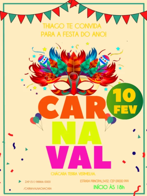 Modelo de convite - carnaval divertido bandeiras 