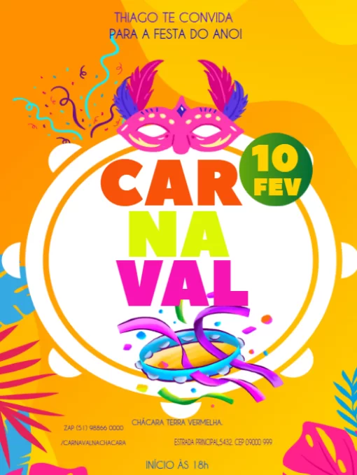Modelo de convite - carnaval divertido 
