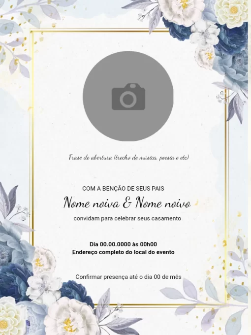 Convite casamento flores delicadas - Edite grátis com nosso editor