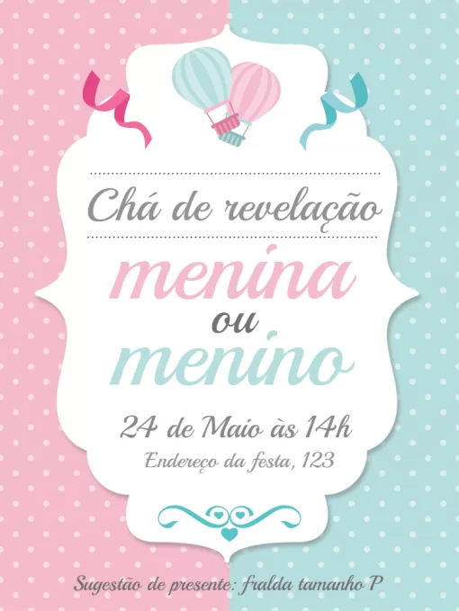 Convite ch de baby revela o Edite Online