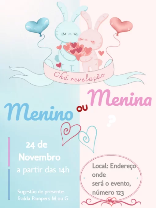 Convite chá de bebê revelação colhos Convite chá de bebê revelação colhos