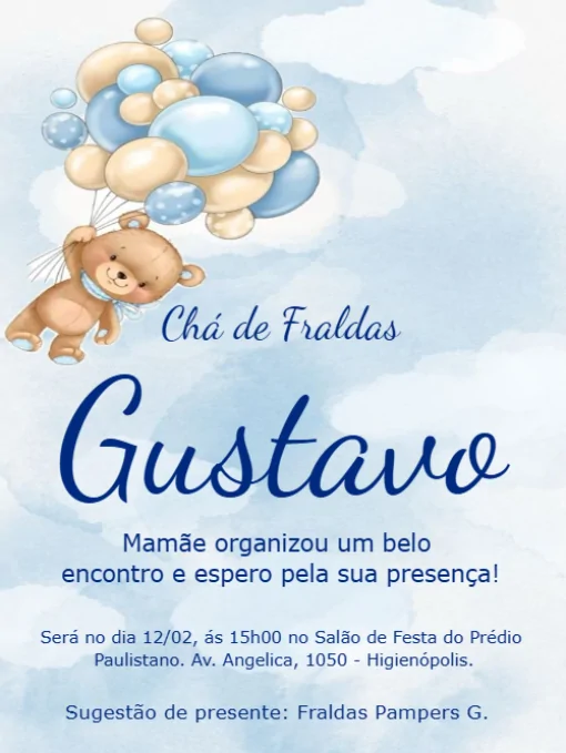 Modelo de convite - chá fraldas para editar
