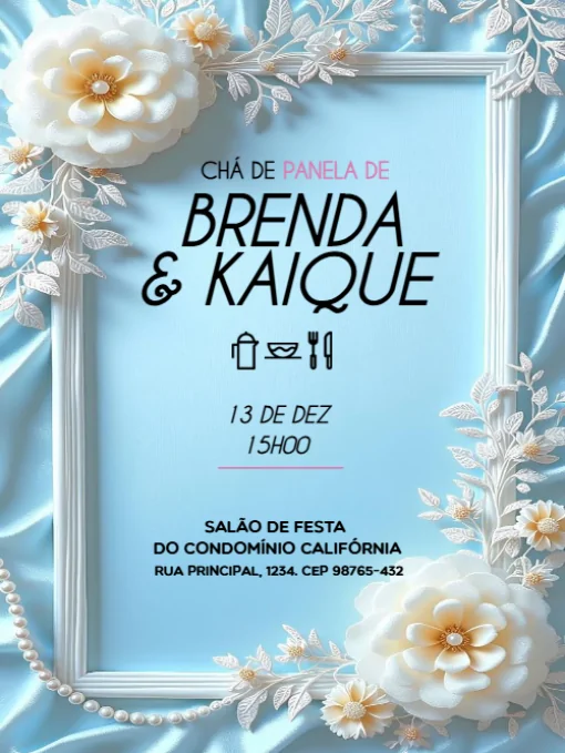 Modelo de convite - chá panela delicado para editar