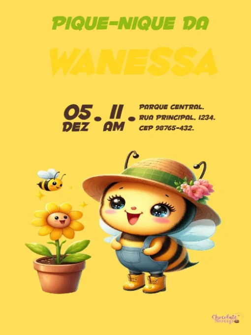 Modelo de convite - da abelhinha para imprimir