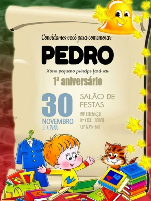 Convite de 1º aniversário Para Editar Convite de 1º aniversário Para Editar