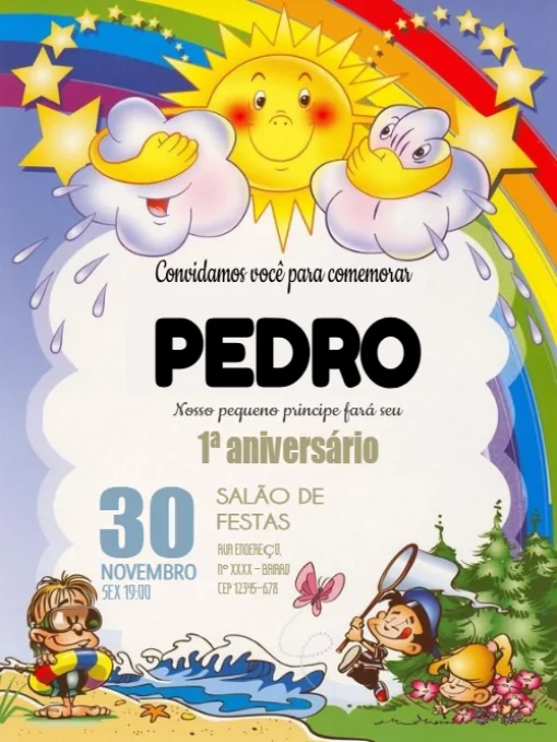 Modelo de convite - 1º aniversário pequeno principe 1 aninho para editar