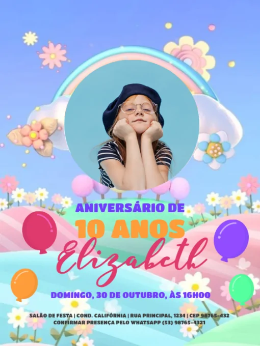 Convite De Aniversário 10 Anos Com Foto Para Editar Convite De Aniversário 10 Anos Com Foto Para Editar