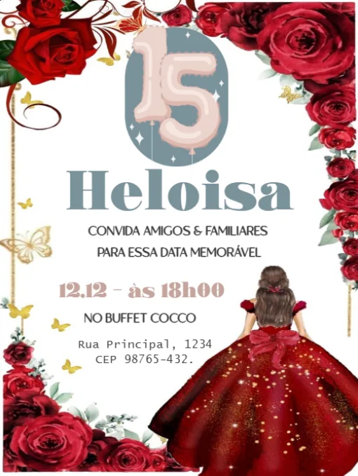 Modelo de convite - aniversário 15 anos minimalista para editar