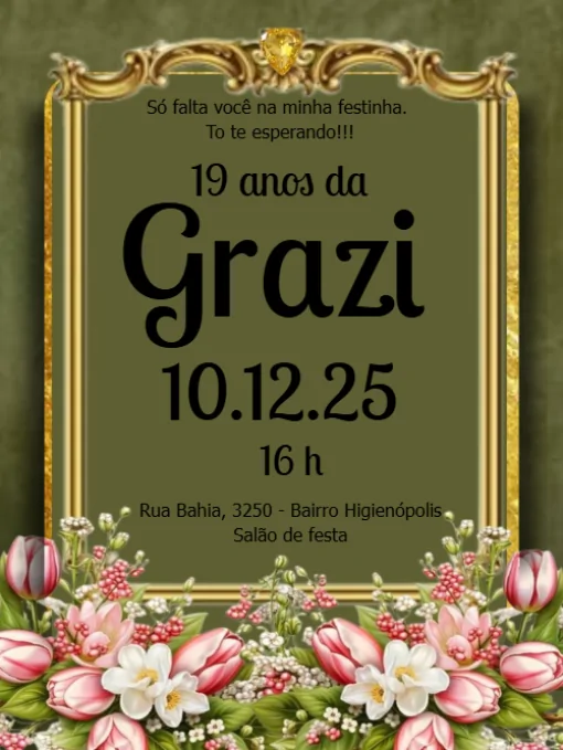 Modelo de convite - aniversário floral para edital
