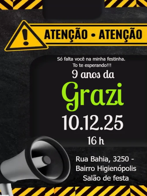 convite de aniversário Atenção Para Editar convite de aniversário Atenção Para Editar
