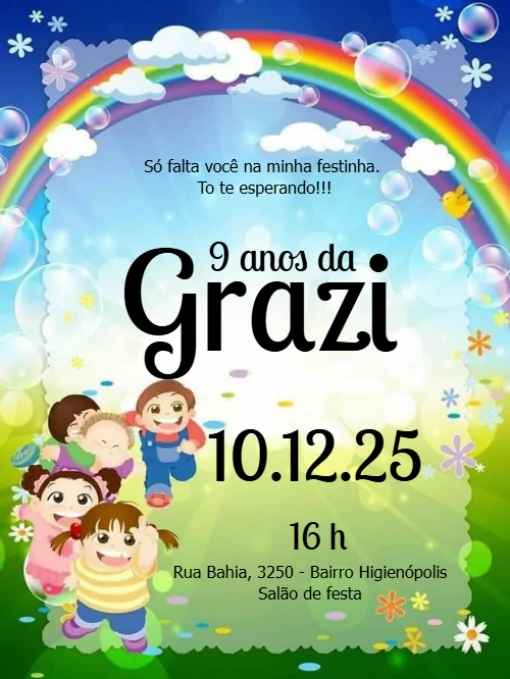 convite de aniversário Arco Iris Para Editar convite de aniversário Arco Iris Para Editar