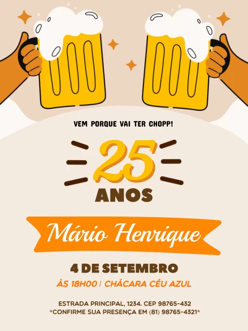 Modelo de convite - aniversário 25 anos