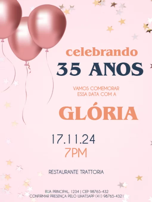 Convite De Aniversário 35 Anos balões pra editar Convite De Aniversário 35 Anos balões pra editar