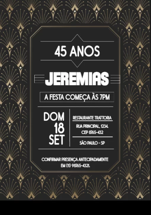 Modelo de convite - aniversário 45 anos 