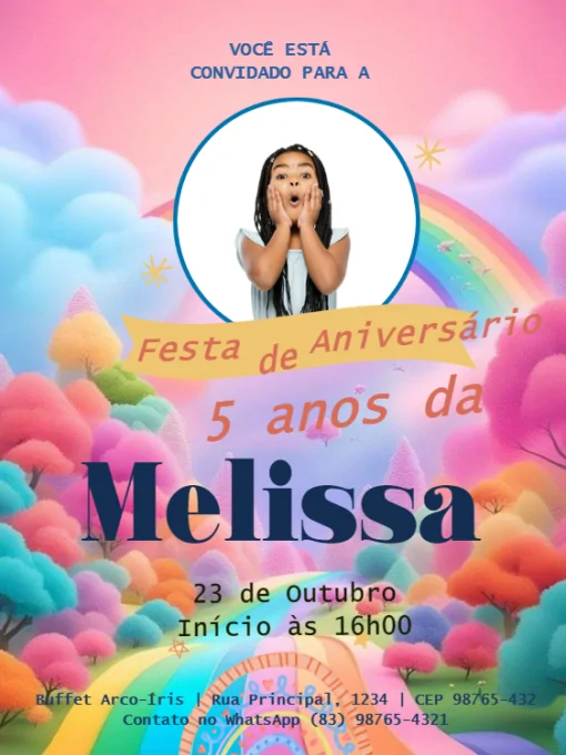 Modelo de convite - aniversário 5 anos com foto para editar