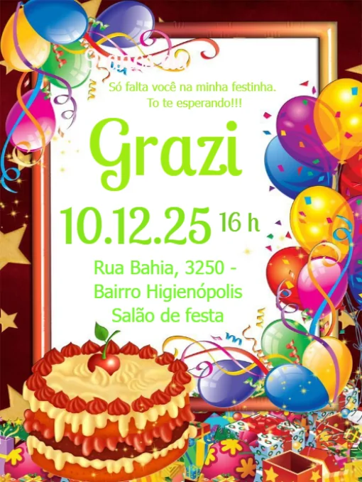 Modelo de convite - aniversário para editar
