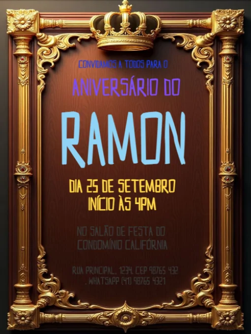 Modelo de convite - aniversário coroa para editar