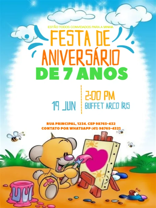 Convite De Aniversário Cachorinho pintando Para Editar Convite De Aniversário Cachorinho pintando Para Editar
