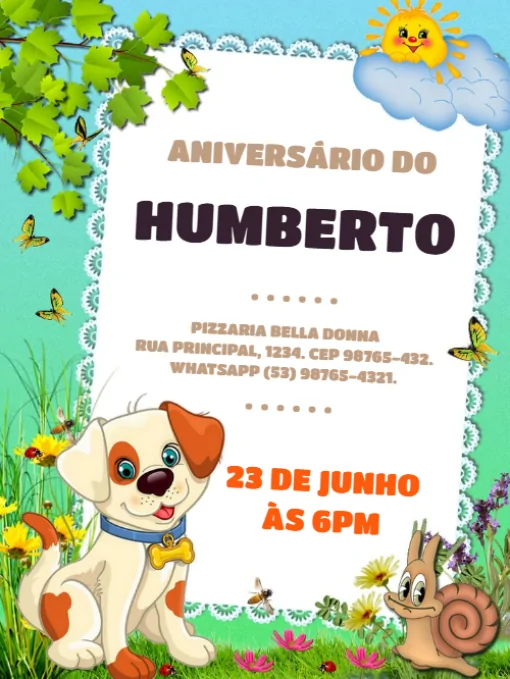 Convite De Aniversário Cachorro Lúdico Para Editar Convite De Aniversário Cachorro Lúdico Para Editar
