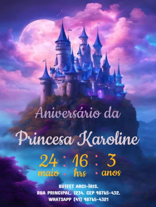 Convite De Aniversário Castelo Princesa Para Editar Convite De Aniversário Castelo Princesa Para Editar