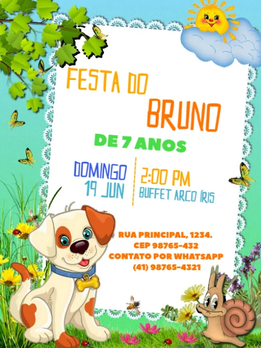 Modelo de convite - aniversário cachorrinho para editar