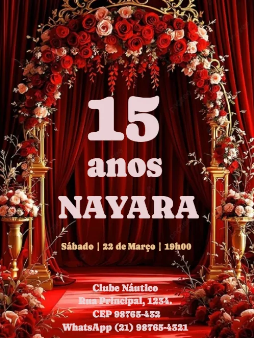 Convite De Aniversário De 15 Anos Rosas Para Editar Convite De Aniversário De 15 Anos Rosas Para Editar