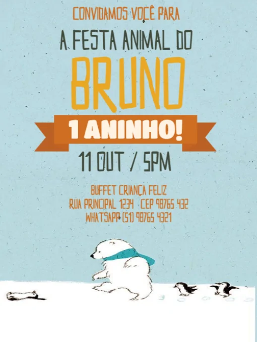 Modelo de convite - aniversário elefante 1 ano para editar