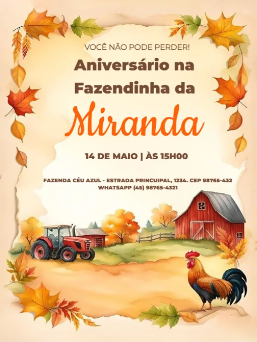 Convite De Aniversário Fazendinha Galo Para Editar Convite De Aniversário Fazendinha Galo Para Editar
