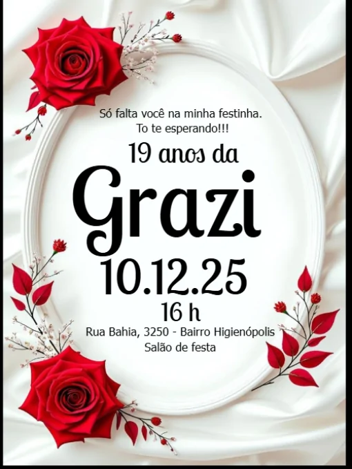 Modelo de convite - aniversário rosas para edital