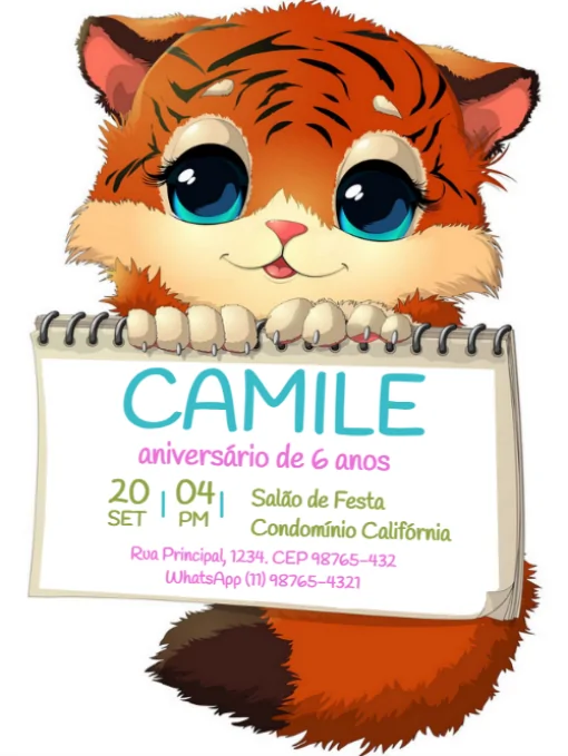 Modelo de convite - aniversário gatinho para editar
