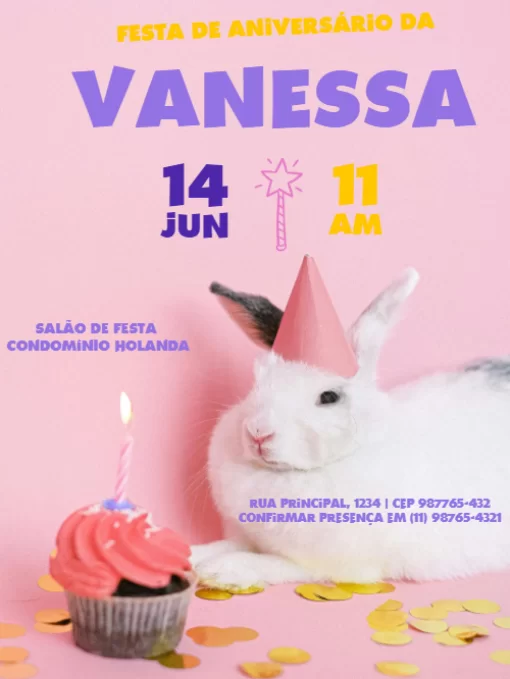 Modelo de convite - aniversário infantil coelho 