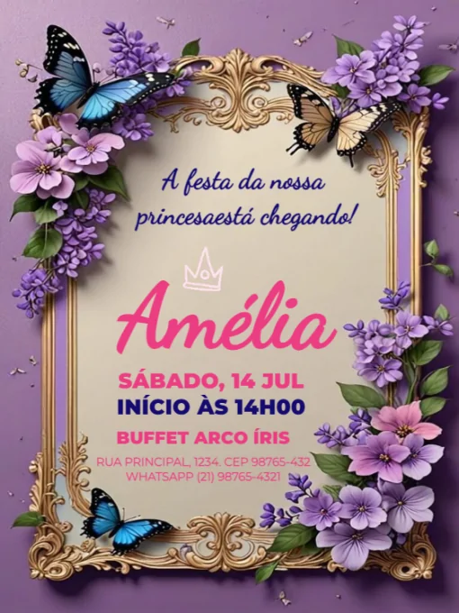 Convite De Aniversário Infantil Borboleta Flores Para Editar Convite De Aniversário Infantil Borboleta Flores Para Editar