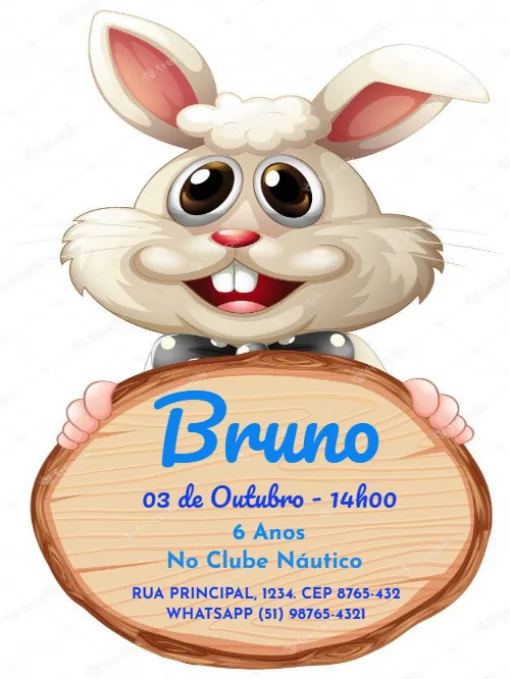Modelo de convite - aniversário infantil coelhinho para editar