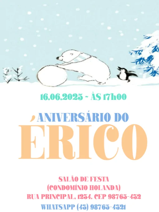 Modelo de convite - aniversário infantil masculino ursinho para editar