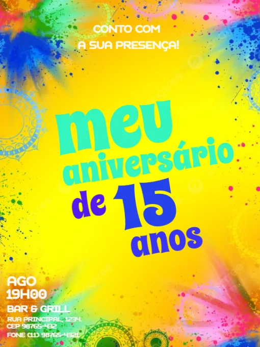 Convites De Aniversário 12 Anos - 30 Cartões Neon Com Envelopes
