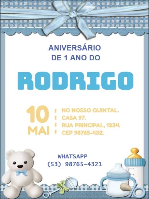 Modelo de convite - aniversário para menino ursinho editar