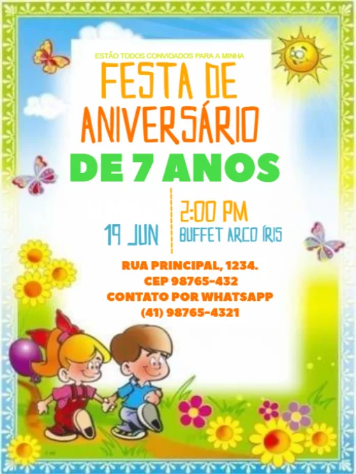 Modelo de convite - aniversário solpara editar