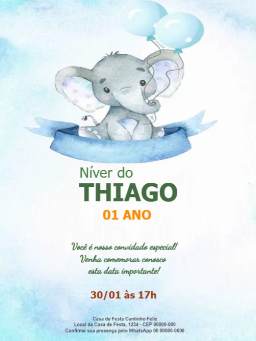 Modelo de convite - aniversário safari baby menino para editar