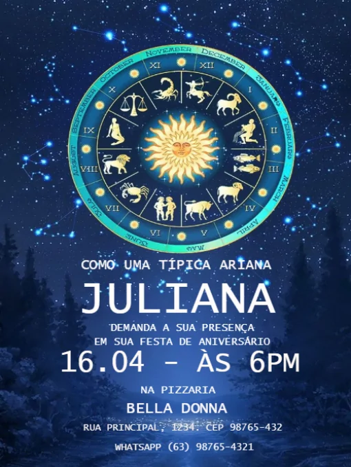 Modelo de convite - aniversário signos Áries para editar