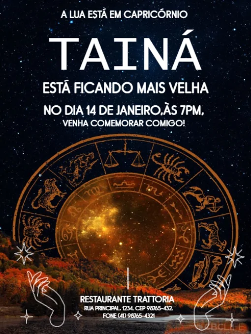 Modelo de convite - aniversário signos capricórnio para editar