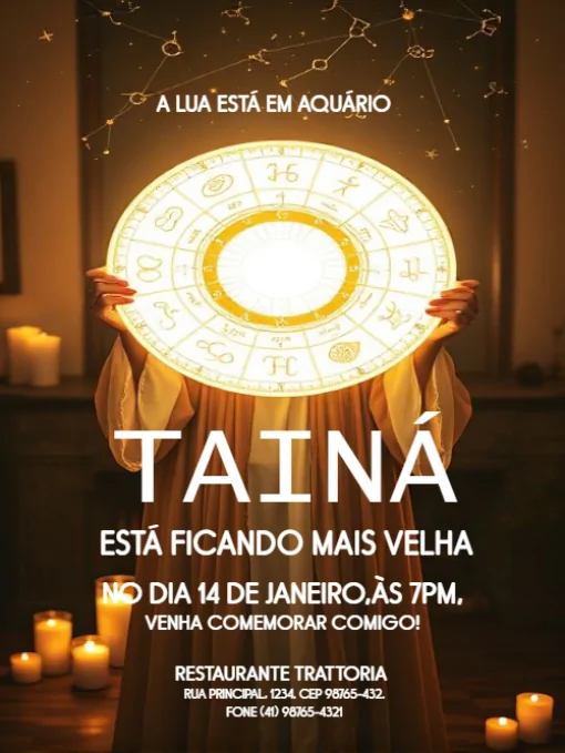 Modelo de convite - aniversário signos aquario para editar