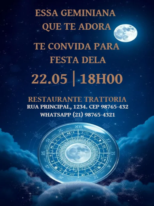 Modelo de convite - aniversário signos gêmeos para editar