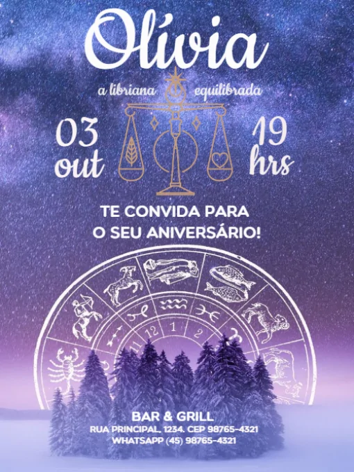 Convite De Aniversário Signos Libra Para Editar Convite De Aniversário Signos Libra Para Editar
