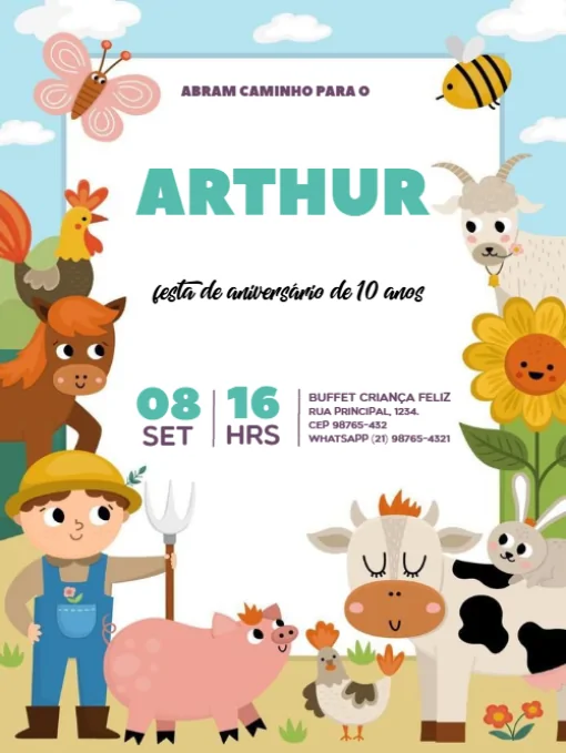 Convite de Aniversário Fazenda Para Editar Convite de Aniversário Fazenda Para Editar